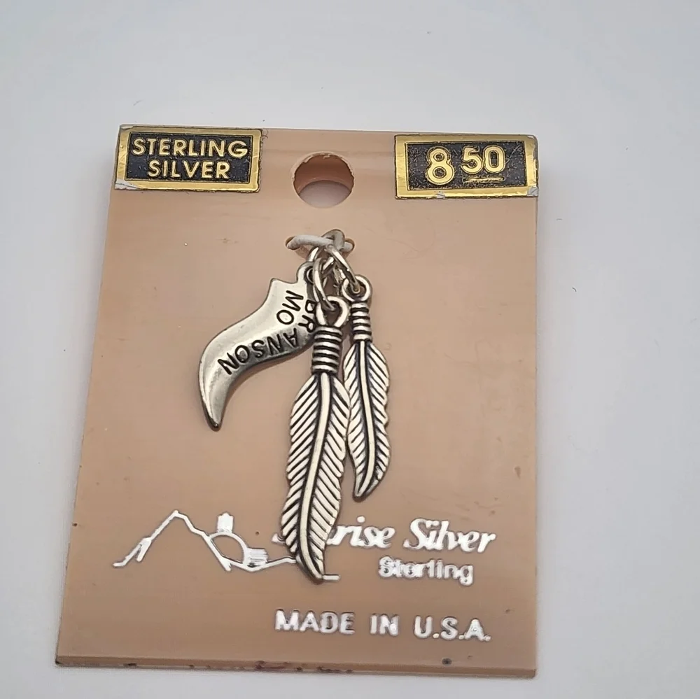 NWT Sunrise Silver Sterling Silver Branson MO Feather Charm